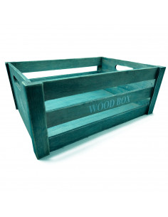 Tradineur - Caja de madera con asas "Wood Box" - Almacenamiento y organización - Caja Multiusos, Decoración, Herramientas, cocin
