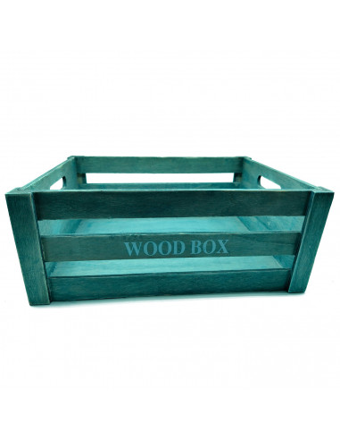 Tradineur - Caja de madera con asas "Wood Box" - Almacenamiento y organización - Caja Multiusos, Decoración, Herramientas, cocin