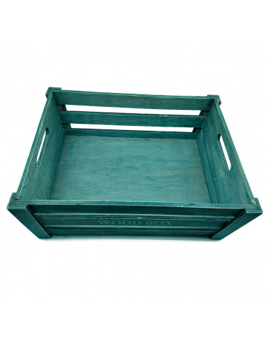 Tradineur - Caja de madera con asas "Wood Box" - Almacenamiento y organización - Caja Multiusos, Decoración, Herramientas, cocin