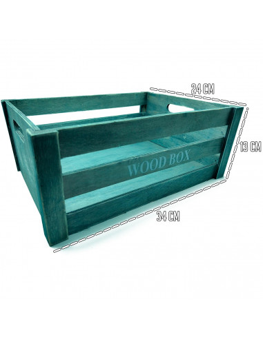 Tradineur - Caja de madera con asas "Wood Box" - Almacenamiento y organización - Caja Multiusos, Decoración, Herramientas, cocin