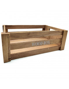 Tradineur - Caja de madera con asas "Wood Box" - Almacenamiento y organización - Caja Multiusos, Decoración, Herramientas, cocin