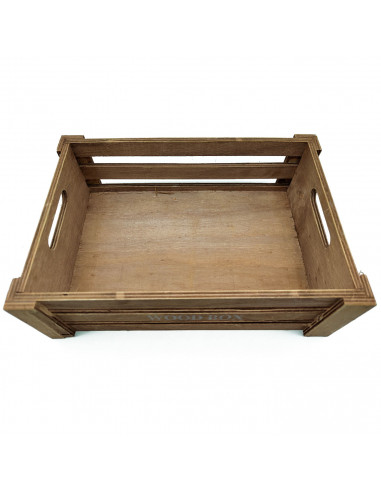 Tradineur - Caja de madera con asas "Wood Box" - Almacenamiento y organización - Caja Multiusos, Decoración, Herramientas, cocin