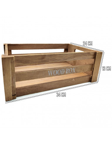 Tradineur - Caja de madera con asas "Wood Box" - Almacenamiento y organización - Caja Multiusos, Decoración, Herramientas, cocin
