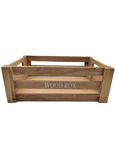 Tradineur - Caja de madera con asas "Wood Box" - Almacenamiento y organización - Caja Multiusos, Decoración, Herramientas, cocin