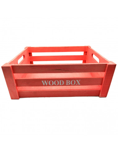 Tradineur - Caja de madera con asas "Wood Box" - Almacenamiento y organización - Caja Multiusos, Decoración, Herramientas, cocin