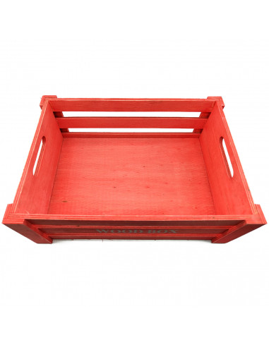 Tradineur - Caja de madera con asas "Wood Box" - Almacenamiento y organización - Caja Multiusos, Decoración, Herramientas, cocin
