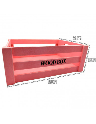 Tradineur - Caja de madera con asas "Wood Box" - Almacenamiento y organización - Caja Multiusos, Decoración, Herramientas, cocin