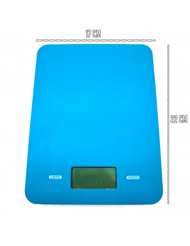 Tradineur - Bascula digital Slim para cocina - Max 5 kg - Pantalla LCD - Volumen de Agua y Leche - Batería Incluida - Botón Táct