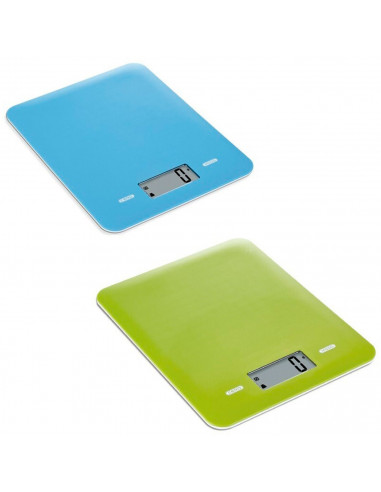 Tradineur - Bascula digital Slim para cocina - Max 5 kg - Pantalla LCD - Volumen de Agua y Leche - Batería Incluida - Botón Táct