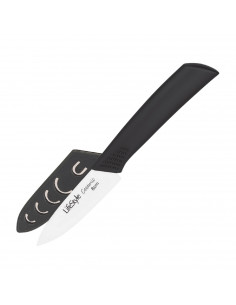 Tradineur - Cuchillo pelador de cerámica 18 cm, hoja de 8 cm, óxido de zirconia, inoxidable, corte perfecto de frutas, verduras,