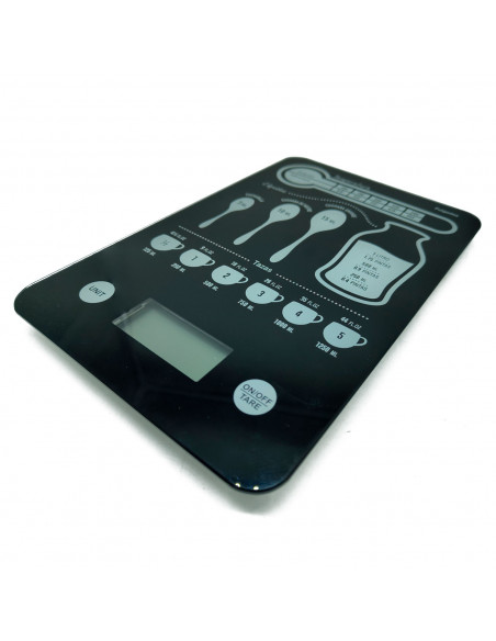 Tradineur - Bascula digital para cocina - Max 5 kg - Pantalla LCD - Batería Incluida - Botón Táctil - 23 x 15 cm - Modelo Aleato