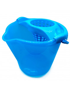 Tradineur - Cubo para fregar redondo translúcido con escurridor, polipropileno, incluye asa y línea de medida, ligero, limpieza,