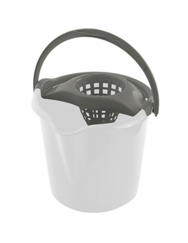 Tradineur - Cubo para fregar redondo translúcido con escurridor, polipropileno, incluye asa y línea de medida, ligero, limpieza,