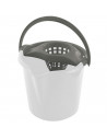Tradineur - Cubo para fregar redondo translúcido con escurridor, polipropileno, incluye asa y línea de medida, ligero, limpieza,