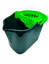 Tradineur - Cubo para fregar rectangular negro con escurridor, polipropileno, incluye asa y línea de medida, ligero, limpieza, h