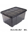 Tradineur - Caja translúcida de almacenaje con tapa, plástico, cajón multiusos, ordenación, almacenamiento de objetos, hogar, fa