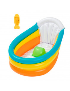 Tradineur - Bañera hinchable 76 x 48 x 33 cm con termómetro, multicolor, apto desde el nacimiento, vinilo resistente, parche de