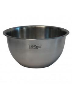 Tradineur -  Bol de acero inoxidable, con acabado mate, de 25 cm de diámetro y 14,5 cm de alto, Recipiente de metal para realiza