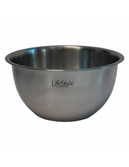 Tradineur -  Bol de acero inoxidable, con acabado mate, de 25 cm de diámetro y 14,5 cm de alto, Recipiente de metal para realiza