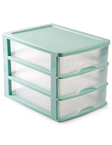 Tradineur - Cajonera de sobremesa, plástico, 3 cajones transparentes, torre de almacenaje, armario, baño, oficina, fabricada en Tradineur - Cajonera de sobremesa, plástico, 3 cajones transparentes, torre de almacenaje, armario, baño, oficina, fabricada en