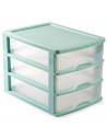 Tradineur - Cajonera de sobremesa, plástico, 3 cajones transparentes, torre de almacenaje, armario, baño, oficina, fabricada en