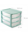 Tradineur - Cajonera de sobremesa, plástico, 3 cajones transparentes, torre de almacenaje, armario, baño, oficina, fabricada en