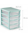 Tradineur - Cajonera de sobremesa, plástico, 4 cajones transparentes, torre de almacenaje, armario, baño, oficina, fabricada en