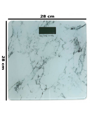 Tradineur - Báscula digital de baño - Encendido a presión - Peso Máximo: 150 kg / 330 lb - Pantalla LCD - 28 x 28 cm - Diseño Im