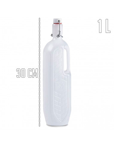 Tradineur - Botella de plástico con asa - Disponible tapón a presión y asa - Fabricado en plástico (PP) - Capacidad de 1 Litro -