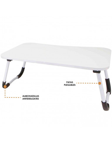 Tradineur - Bandeja plegable para cama - Fabricado en madera - Disfruta de tus actividades en la comodidad de la cama - 60 x 40