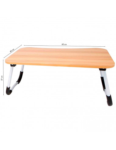 Tradineur - Bandeja plegable para cama - Fabricado en madera - Disfruta de tus actividades en la comodidad de la cama - 60 x 40