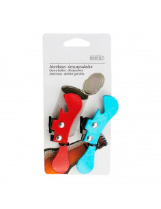 Tradineur - Pack de 2 abrelatas descapsulador mariposa de metal color surtido