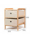 Tradineur - Mesa Auxiliar de madera con 2 Niveles de altura - Cajones de tela - Almacenamiento y organización - Incluye tornillo