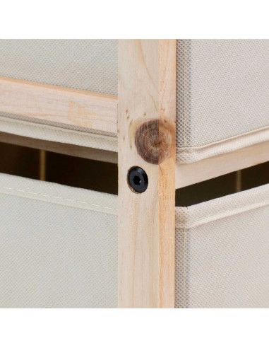 Tradineur - Mesa Auxiliar de madera con 3 Niveles de altura - Cajones de tela - Almacenamiento y organización - Incluye tornillo