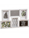Tradineur - Multimarco de sobremesa para 6 fotos - Modelo jungle - Fabricado en plástico - 45 x 29 cm - Color Blanco
