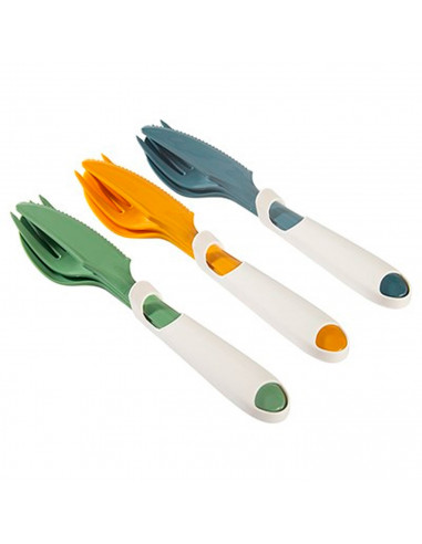 Tradineur - Set de cubiertos de plástico - Incluye 3 conjuntos de tenedor, cuchara y cuchillo - Fácil limpieza - Longitud de 18,