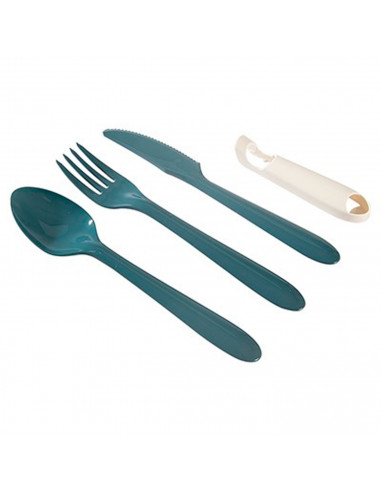 Tradineur - Set de cubiertos de plástico - Incluye 3 conjuntos de tenedor, cuchara y cuchillo - Fácil limpieza - Longitud de 18,