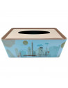 Tradineur - Caja de pañuelo de metal - Diseño Ciudad - Ideal para su uso en el baño, el dormitorio, la sala de estar, la oficina