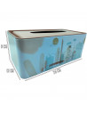 Tradineur - Caja de pañuelo de metal - Diseño Ciudad - Ideal para su uso en el baño, el dormitorio, la sala de estar, la oficina