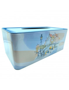 Tradineur - Caja de pañuelo de metal - Diseño Puente - Ideal para su uso en el baño, el dormitorio, la sala de estar, la oficina