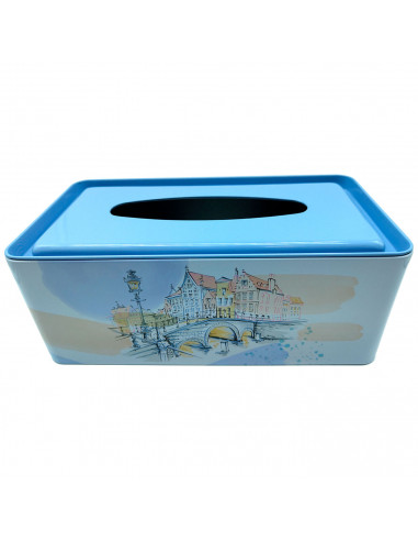 Tradineur - Caja de pañuelo de metal - Diseño Puente - Ideal para su uso en el baño, el dormitorio, la sala de estar, la oficina