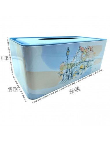 Tradineur - Caja de pañuelo de metal - Diseño Puente - Ideal para su uso en el baño, el dormitorio, la sala de estar, la oficina