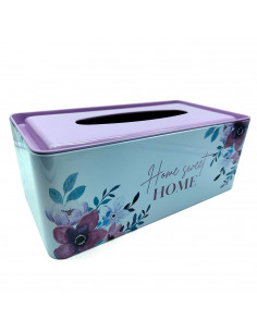 Tradineur - Caja de pañuelo de metal - Diseño Sweet Home - Ideal para su uso en el baño, el dormitorio, la sala de estar, la ofi