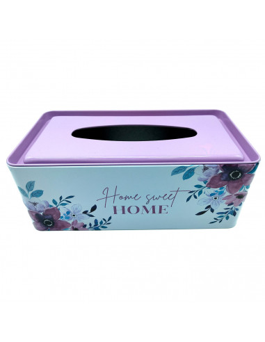 Tradineur - Caja de pañuelo de metal - Diseño Sweet Home - Ideal para su uso en el baño, el dormitorio, la sala de estar, la ofi