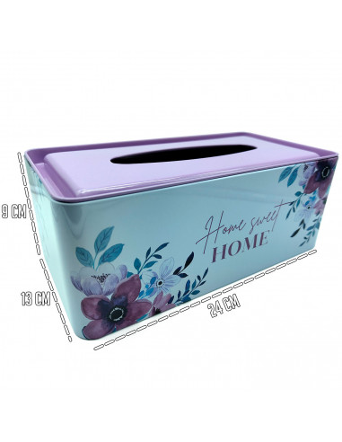 Tradineur - Caja de pañuelo de metal - Diseño Sweet Home - Ideal para su uso en el baño, el dormitorio, la sala de estar, la ofi