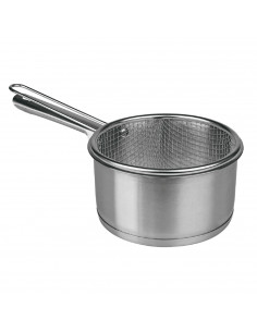 Tradineur - Cazo de acero inoxidable con cestillo freidor, especial inducción, apto para lavavajillas, Ø 16 cm