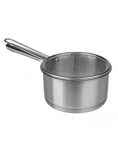 Tradineur - Cazo de acero inoxidable con cestillo freidor, especial inducción, apto para lavavajillas, Ø 16 cm