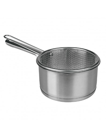 Tradineur - Cazo de acero inoxidable con cestillo freidor, especial inducción, apto para lavavajillas, Ø 16 cm