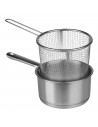 Tradineur - Cazo de acero inoxidable con cestillo freidor, especial inducción, apto para lavavajillas, Ø 16 cm