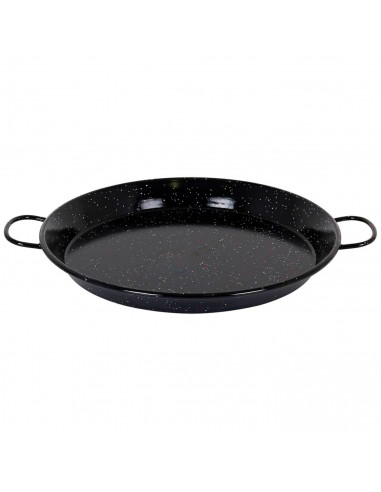 Tradineur - Paellera valenciana esmaltada, cocinar arroces, apta para gas, vitrocerámica, cocina eléctrica y lavavajillas (Negro